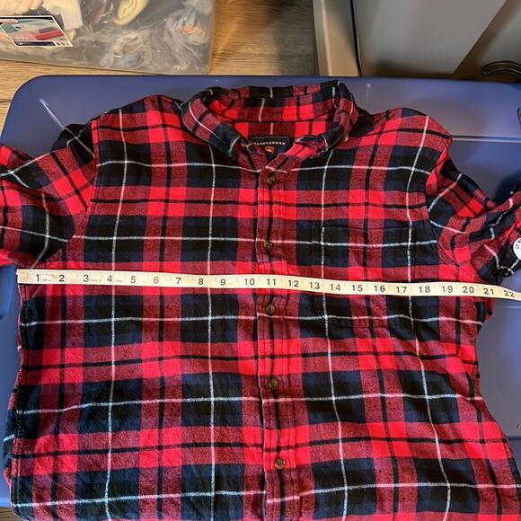 Saddlebred Red/Navy/Black Plaid Button Down Cotton Flannel - Picture 10 of 13